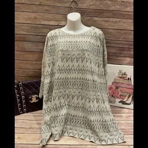 Soft surroundings gray white geometric sweater 2x